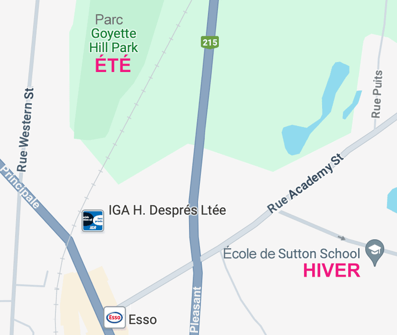 Carte des lieux où les membres peuvent jouer au Pickleball de Sutton.